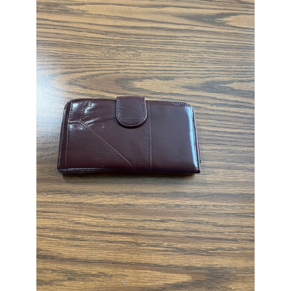 Patch leather wallet organizer burgundy